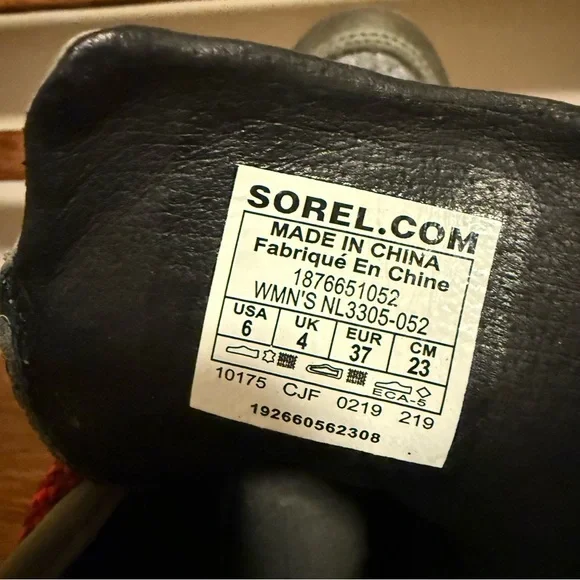 SOREL Blake Lace Quarry Waterproof Hiker Bootie Quarry Gray Red Laces - Picture 10 of 15